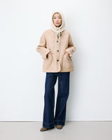 Manteau teddy court réversible beige Arwen