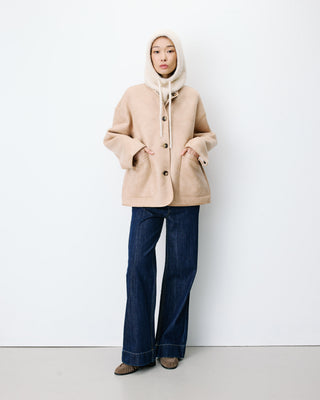 Manteau teddy court réversible beige Arwen