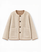 Kurzer wendbarer Teddy-Mantel in Beige Arwen