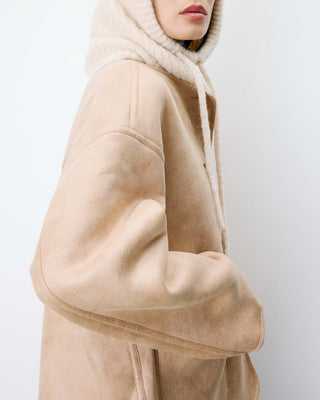 Manteau teddy court réversible beige Arwen