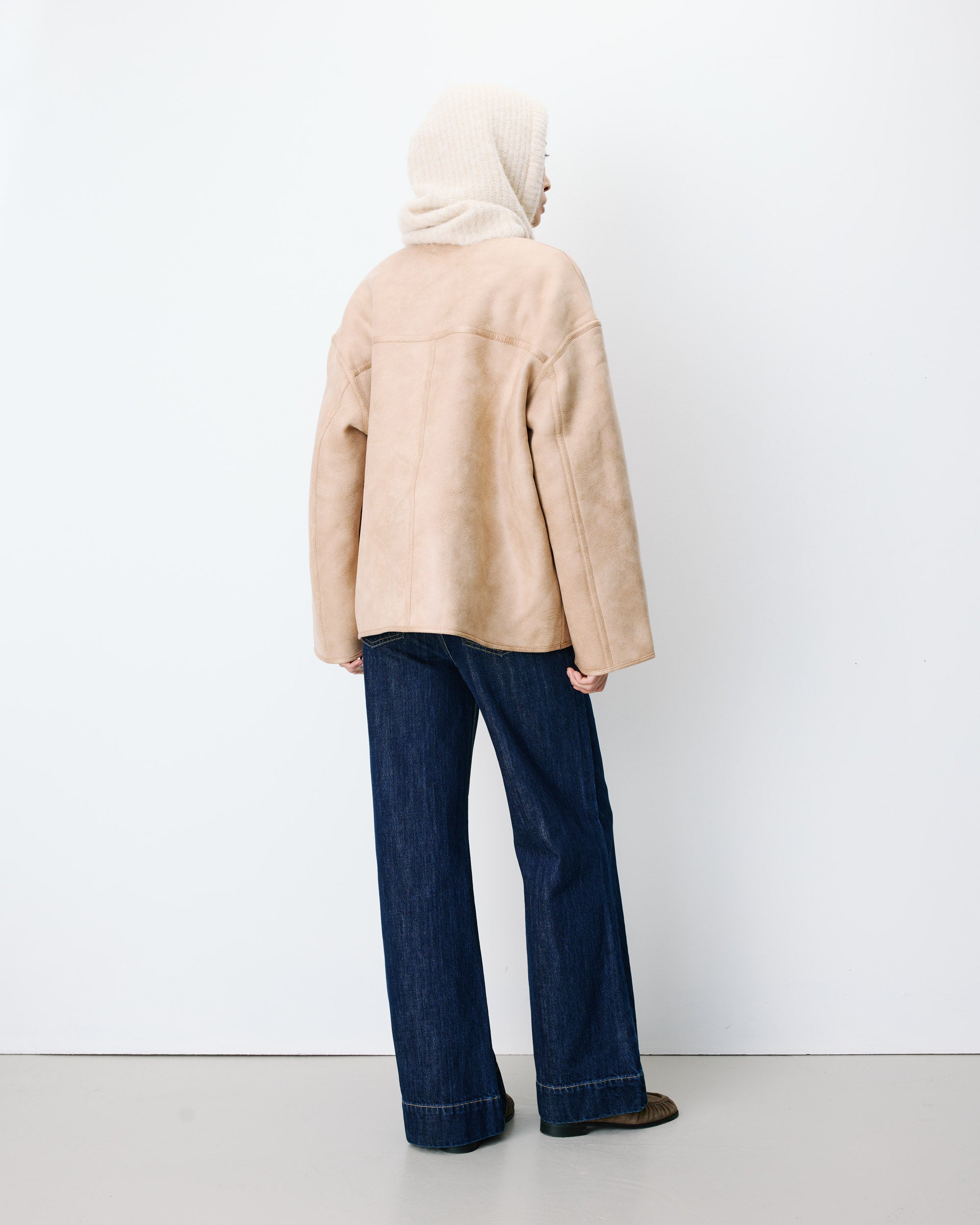 Manteau teddy court réversible beige Arwen