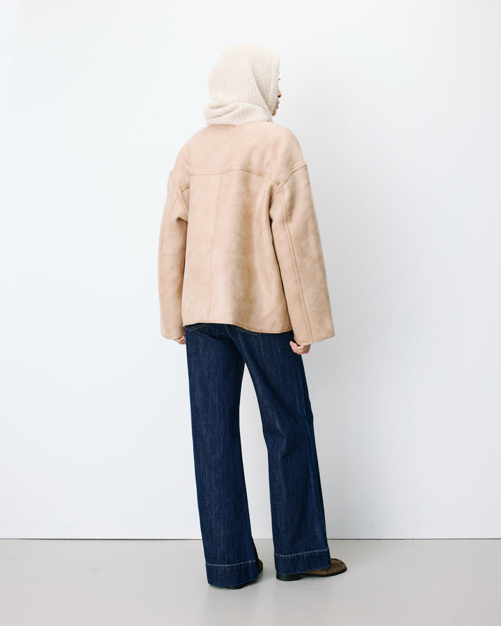 Manteau teddy court réversible beige Arwen