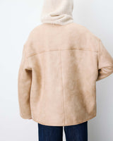 Manteau teddy court réversible beige Arwen