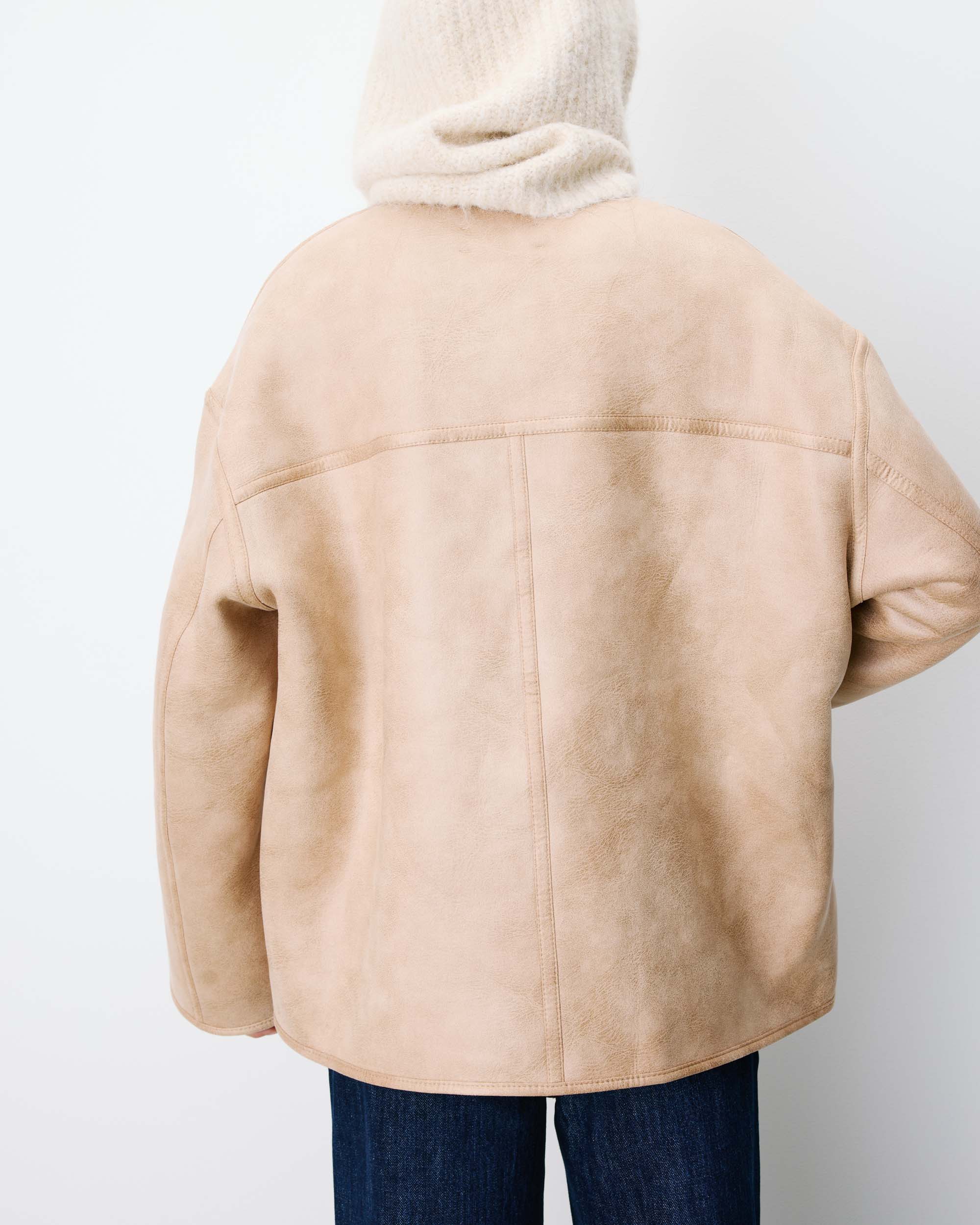 Manteau teddy court réversible beige Arwen