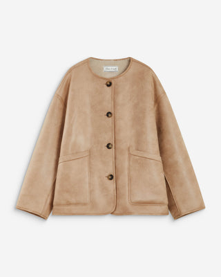 Manteau teddy court réversible beige Arwen