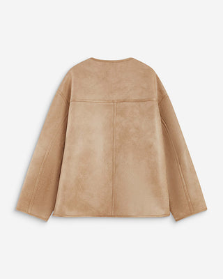 Manteau teddy court réversible beige Arwen