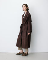 Trench long en suédine ceinturé chocolat Astrid