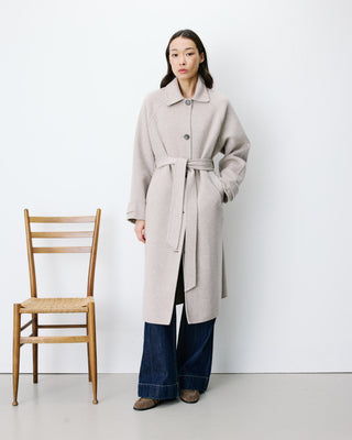 Manteau long en laine mélangée ceinturé sable Adam