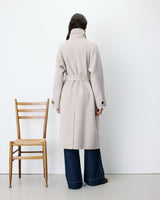 Manteau long en laine mélangée ceinturé sable Adam