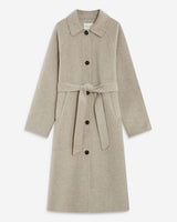 Manteau long en laine mélangée ceinturé sable Adam