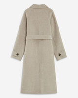 Manteau long en laine mélangée ceinturé sable Adam