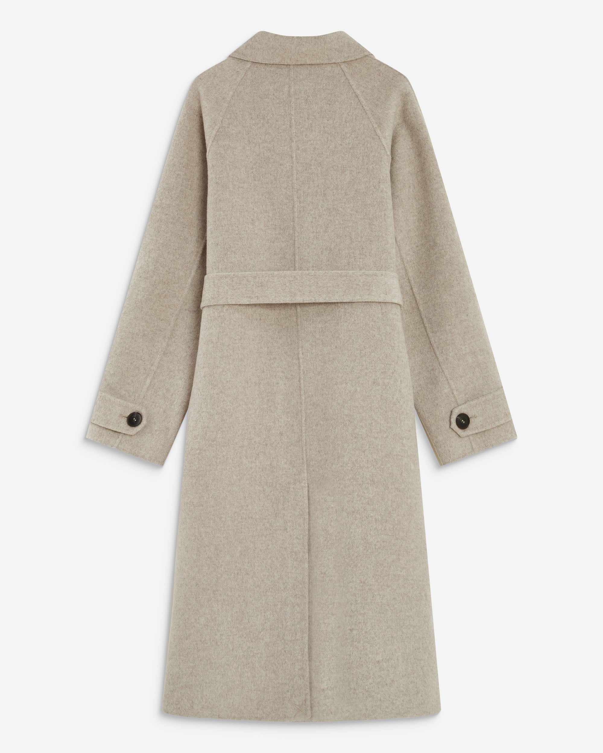Manteau long en laine mélangée ceinturé sable Adam