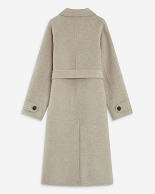 Manteau long en laine mélangée ceinturé sable Adam