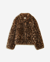 Manteau fausse fourrure court à motif leo Alva