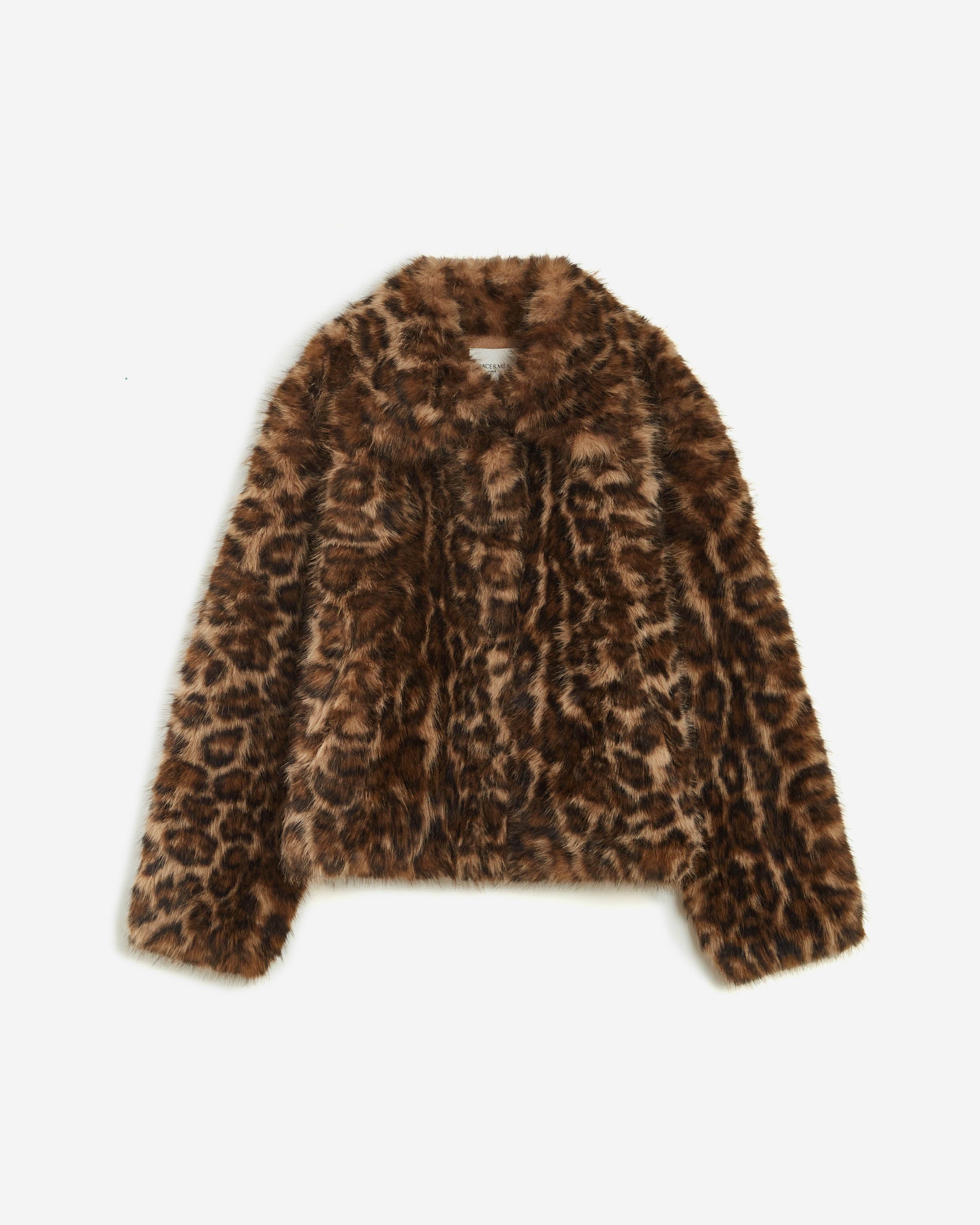 Manteau fausse fourrure court à motif leo Alva