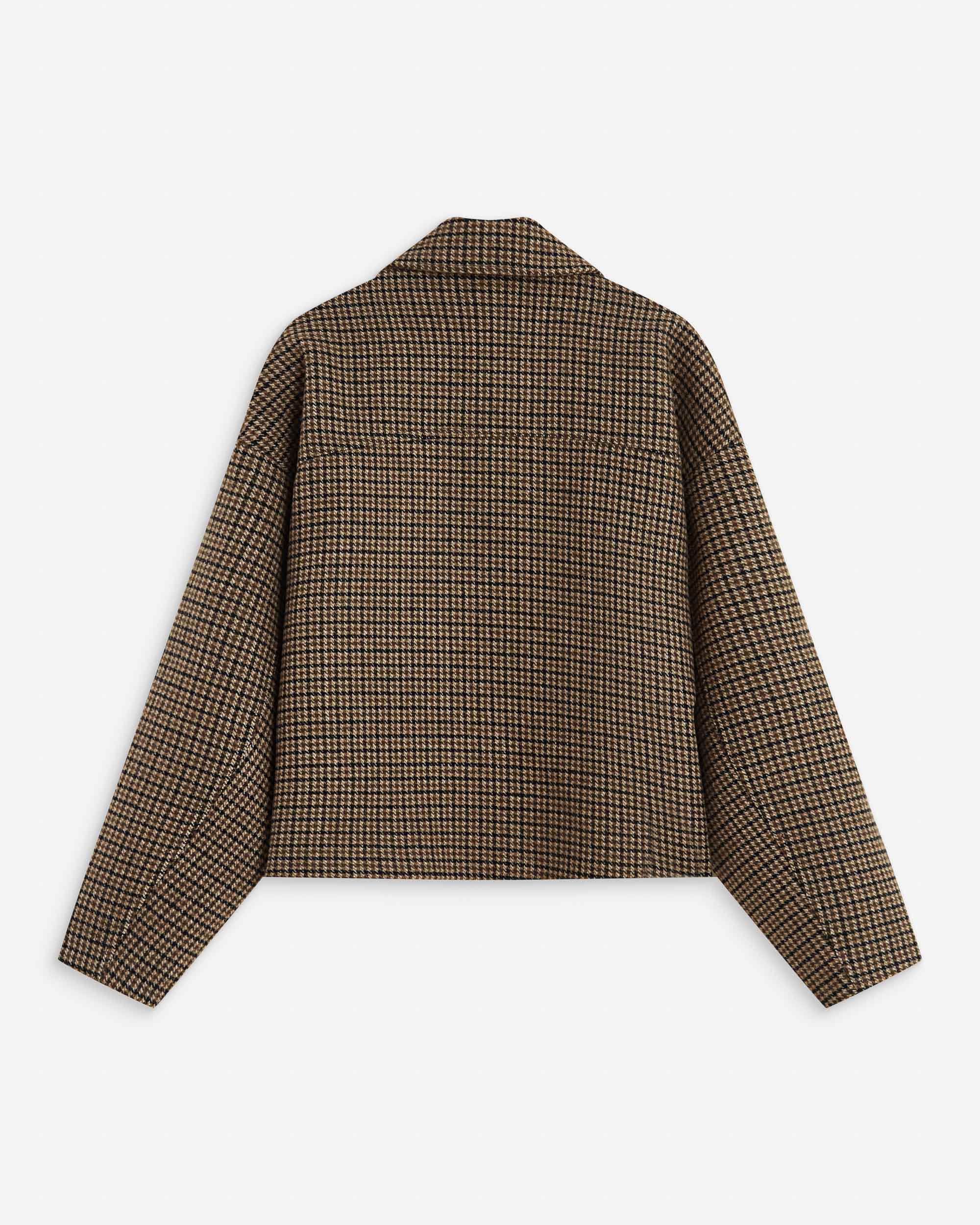 Manteau court pied-de-poule col structuré coffee Arthur