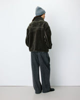 Manteau en fausse fourrure oversize boutonné kaki Amelio