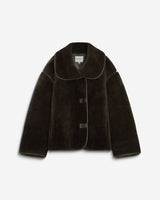 Manteau en fausse fourrure oversize boutonné kaki Amelio