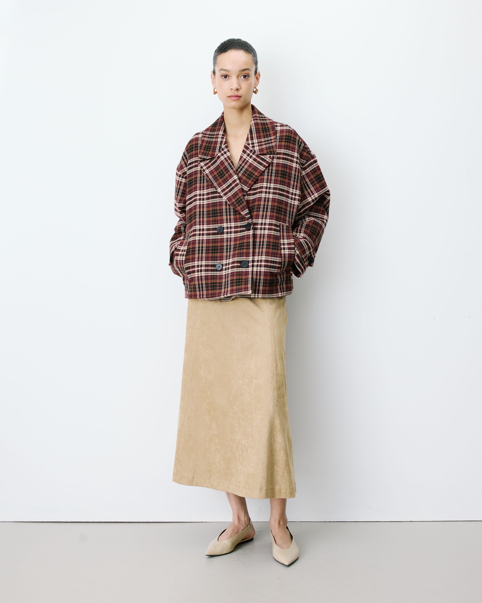 Manteau oversize croisé à carreaux cherry Ayme