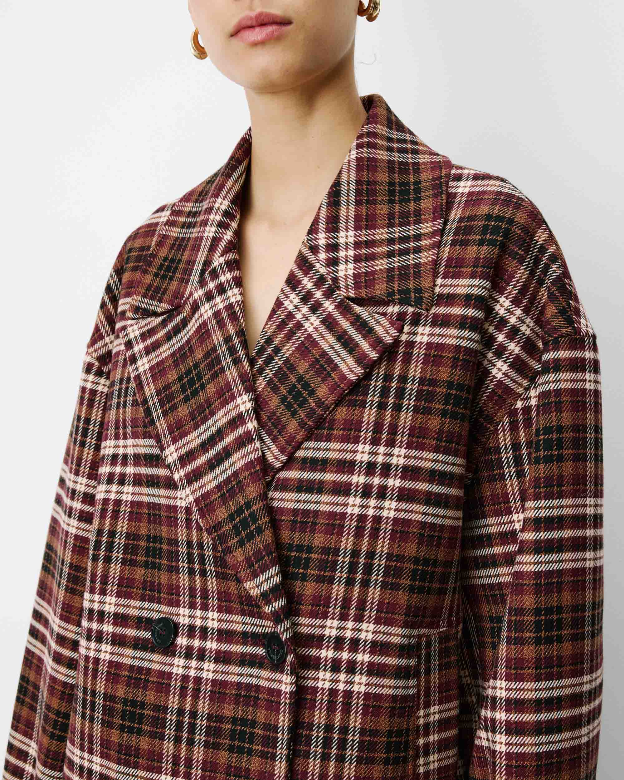 Manteau oversize croisé à carreaux cherry Ayme