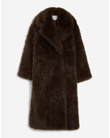 Manteau long oversize en fausse fourrure chocolat Alara