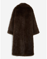 Manteau long oversize en fausse fourrure chocolat Alara