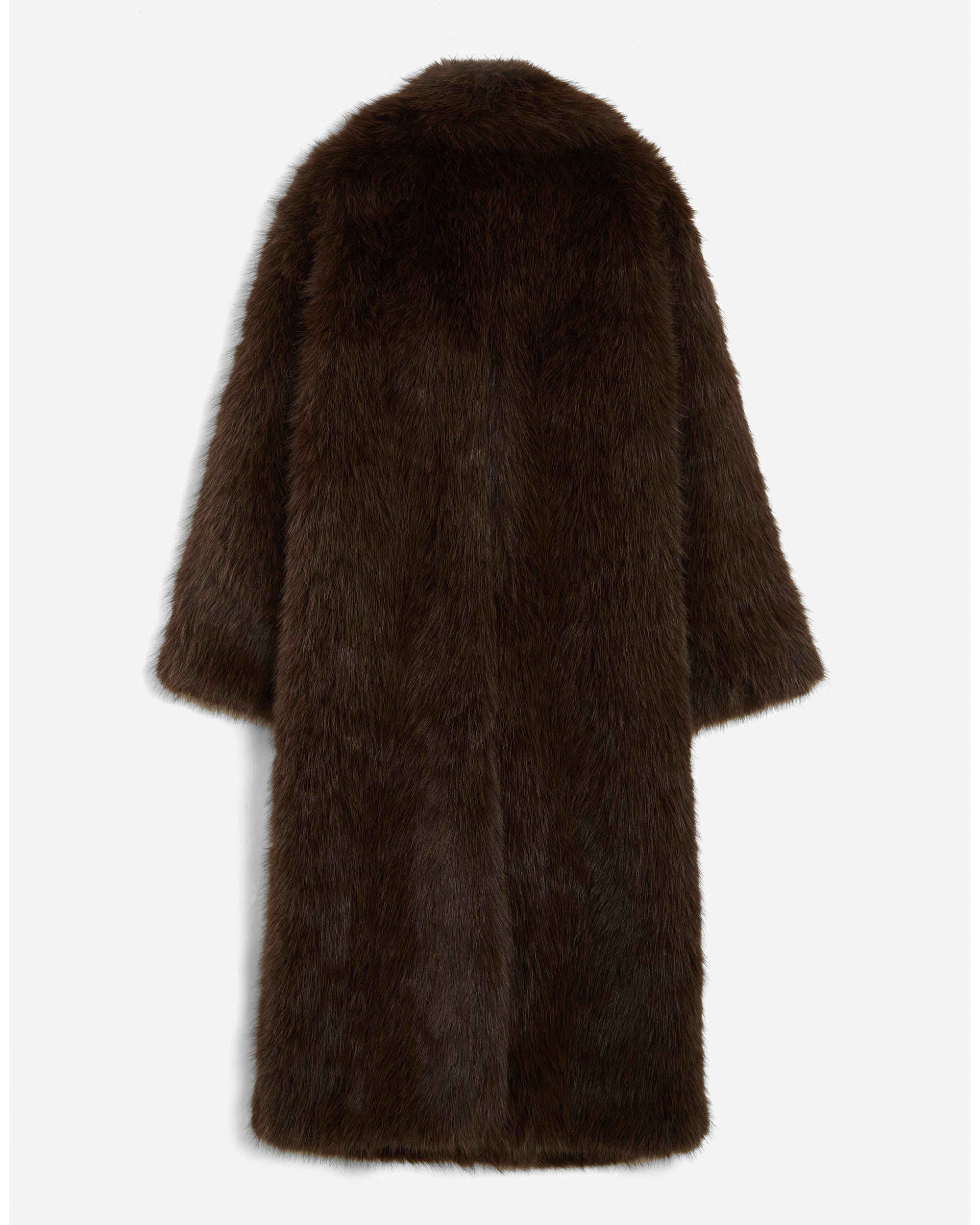 Manteau long oversize en fausse fourrure chocolat Alara