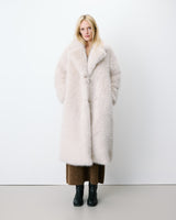 Manteau long oversize en fausse fourrure grege Alara