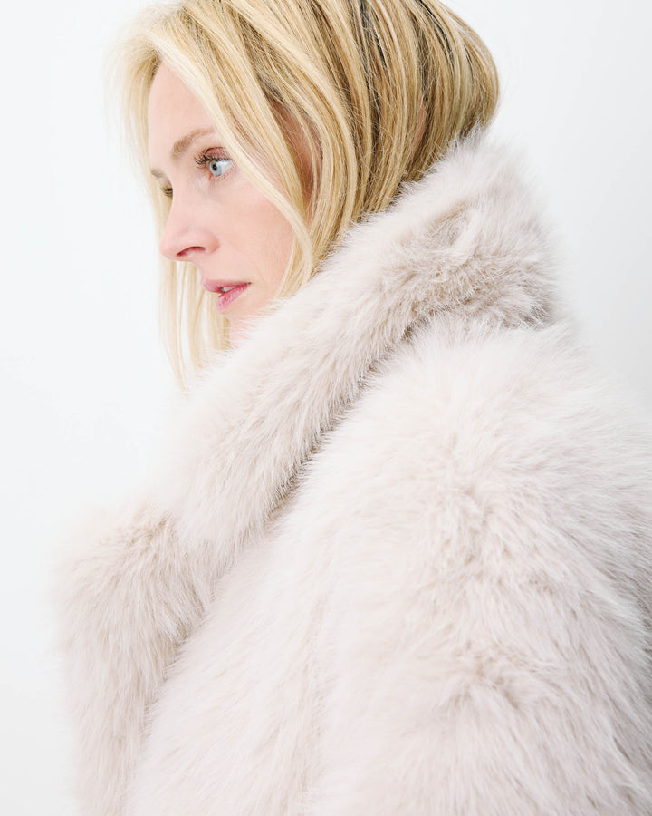 Manteau long oversize en fausse fourrure grege Alara