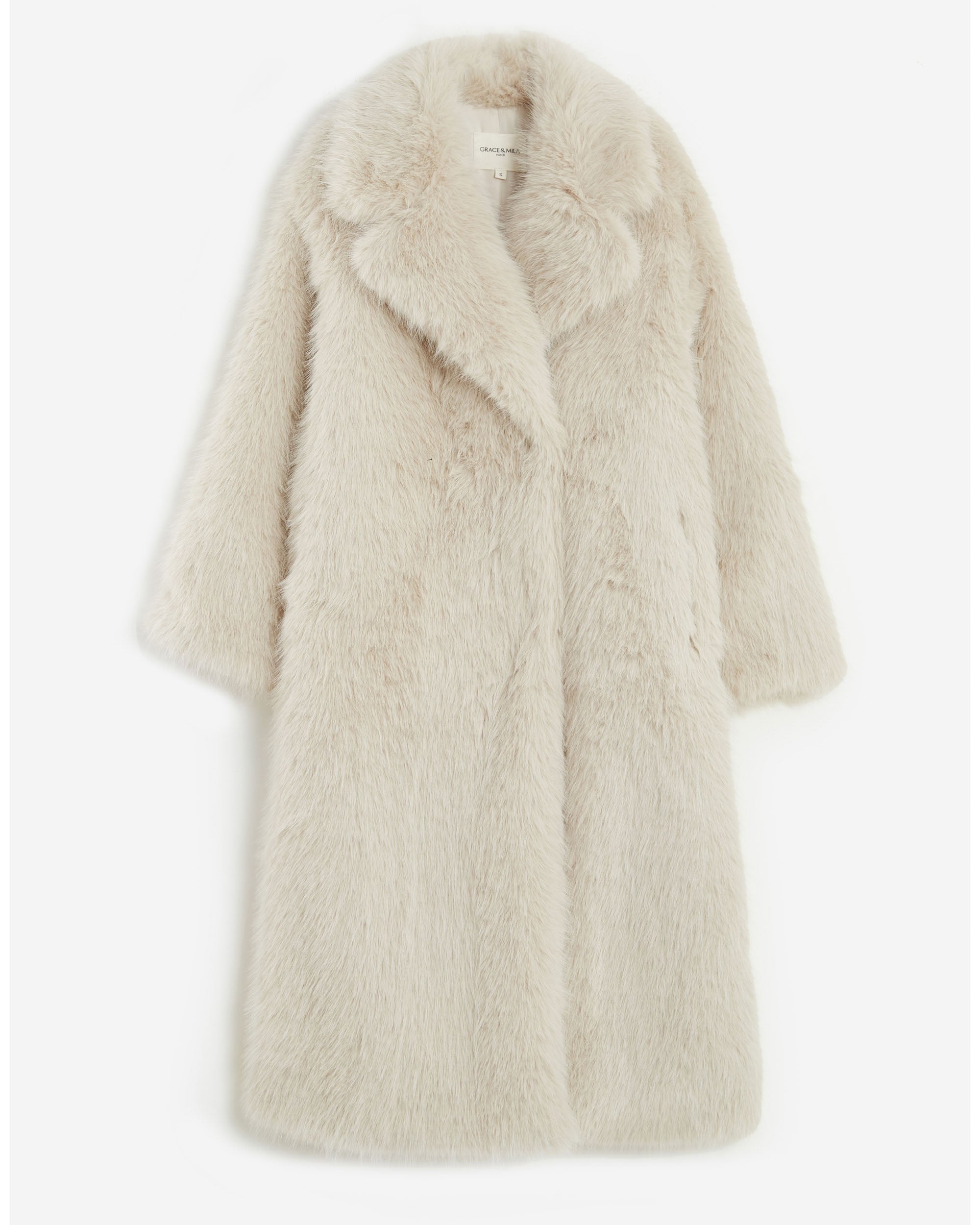 Manteau long oversize en fausse fourrure grege Alara