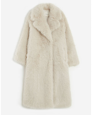 Manteau long oversize en fausse fourrure grege Alara