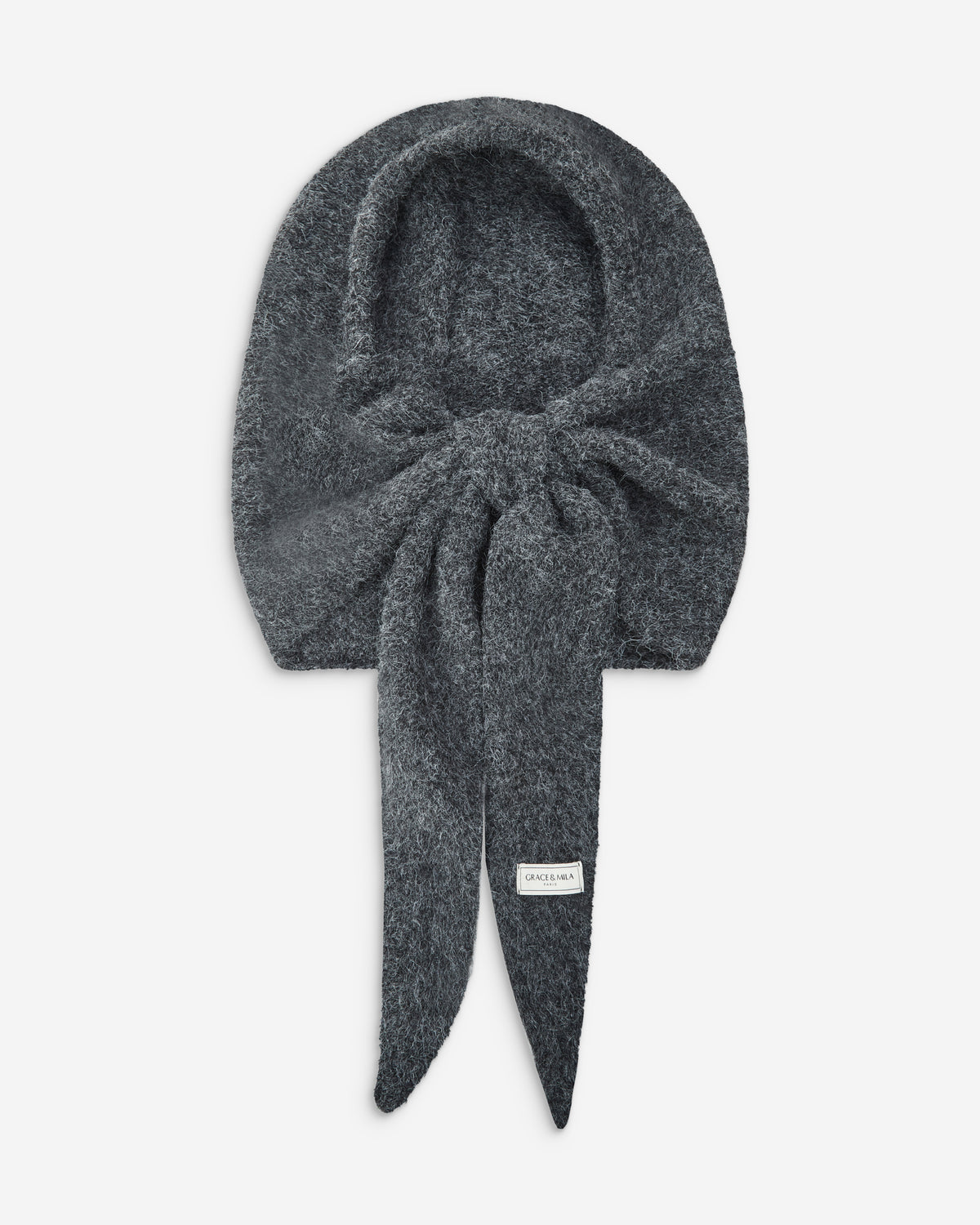 Knitted hooded scarf anthracite Briony