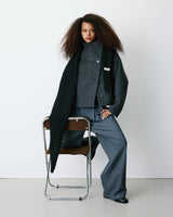 Knitted hooded scarf noir Briony