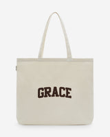 Tote bag large en toile à broderie ecru Brave
