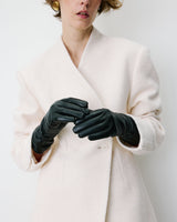 Gants en cuir d’agneau doublés noir Blaine