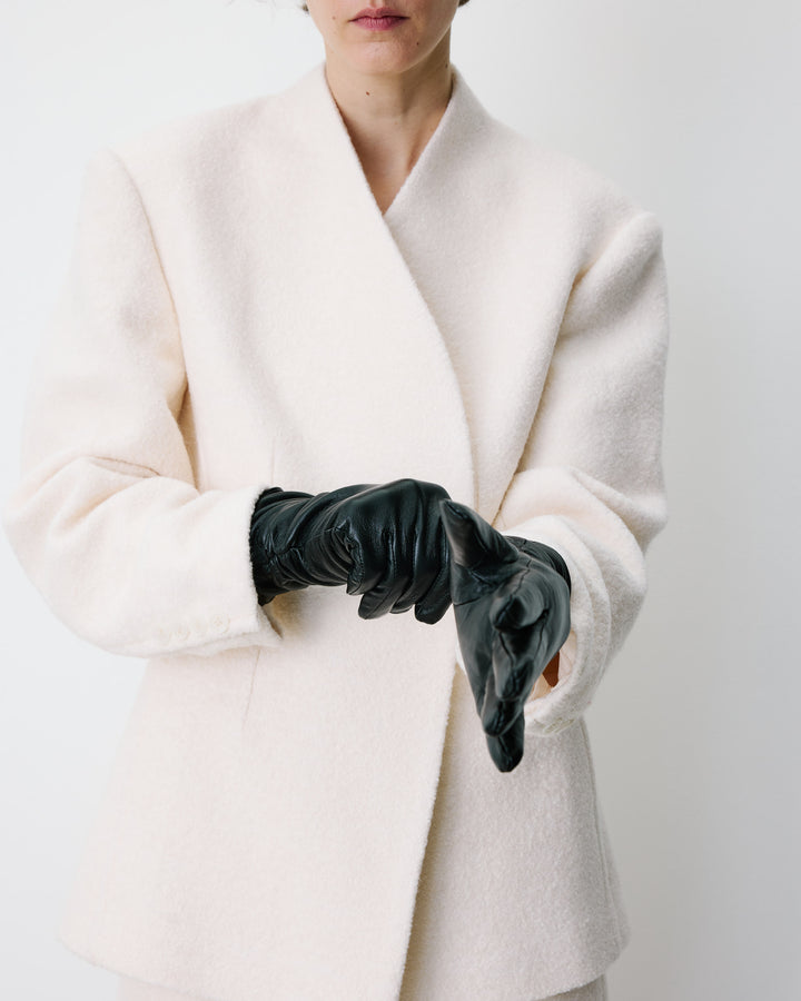 Gants en cuir d’agneau doublés noir Blaine
