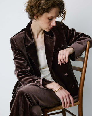 Oversized double breasted velvet blazer chocolat Bradley