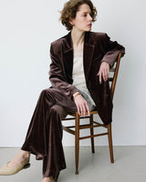 Oversized double breasted velvet blazer chocolat Bradley