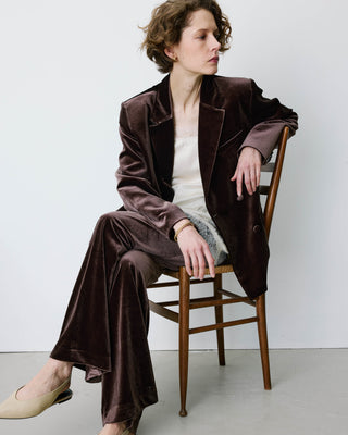 Oversized double breasted velvet blazer chocolat Bradley