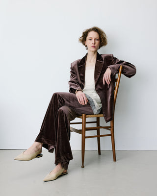 Oversized double breasted velvet blazer chocolat Bradley