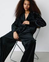 Oversized double breasted velvet blazer noir Bradley