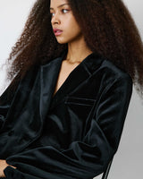 Oversized double breasted velvet blazer noir Bradley