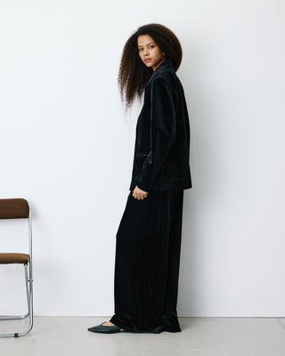 Oversized double breasted velvet blazer noir Bradley