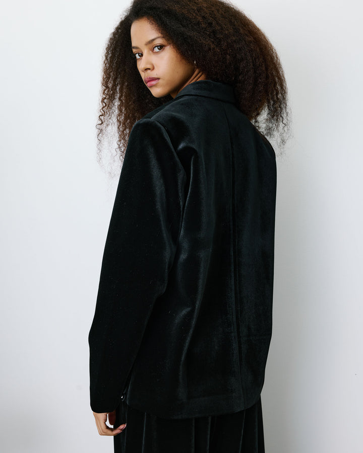 Oversized double breasted velvet blazer noir Bradley