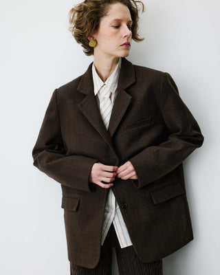 Oversized open-back blazer chocolat Behati