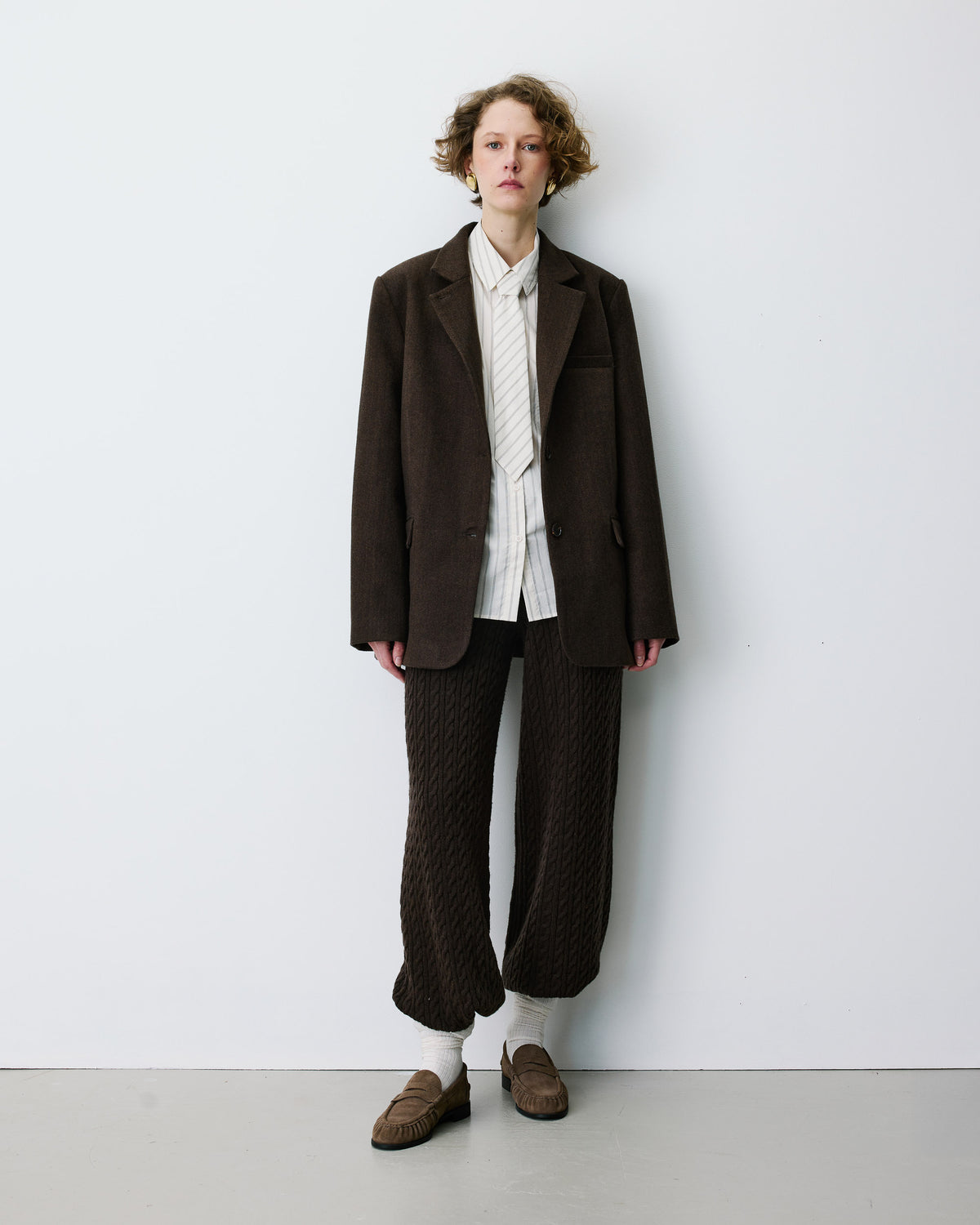 Oversized open-back blazer chocolat Behati