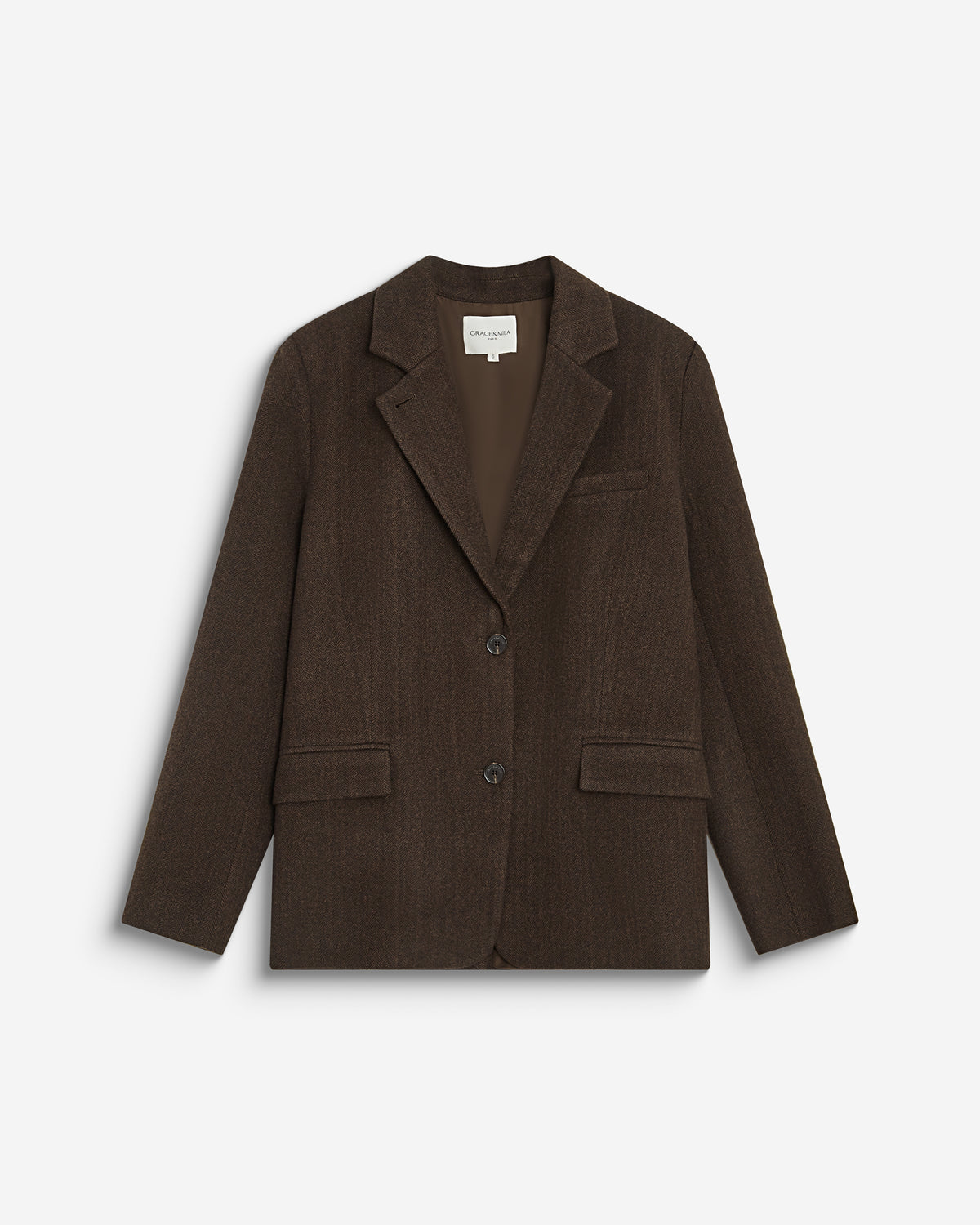 Oversized open-back blazer chocolat Behati