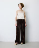 Wide-leg velvet tailored pants chocolat Benson