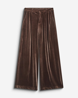 Wide-leg velvet tailored pants chocolat Benson