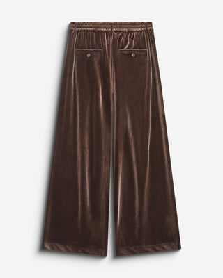 Wide-leg velvet tailored pants chocolat Benson
